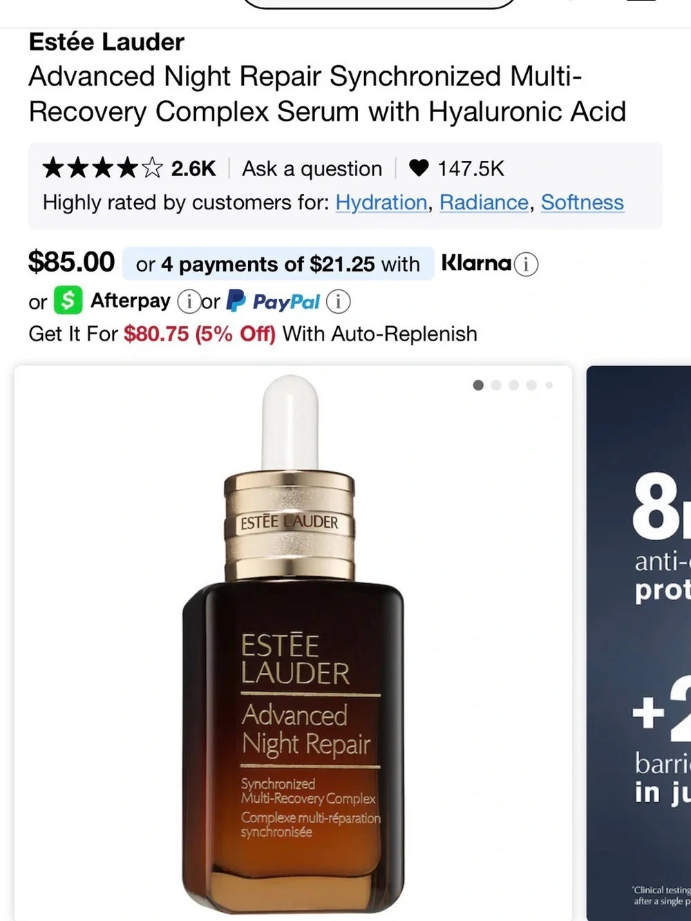 Estee Lauder Advanced Night Repair Serum – Brown Bottle, Cream Dropper